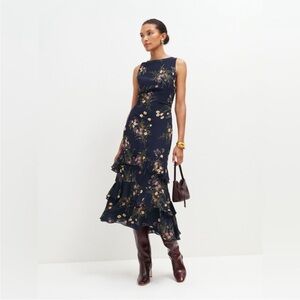 Reformation Navy Floral Summer Dress - Magnus Midi